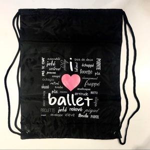 I Love Ballet Dance Drawstring Bag Tote Backpack